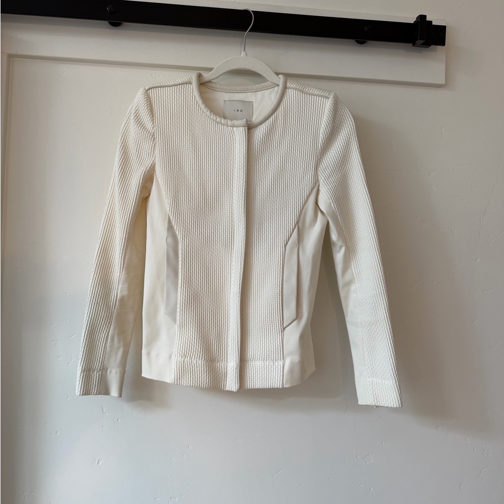 IRO Cream Collarless Textured Jacket